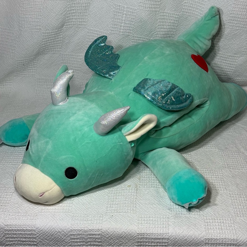 Squishmallow Miles the Hug a Pet Dragon 22" Hugmallow HTF Plush Heart Patch